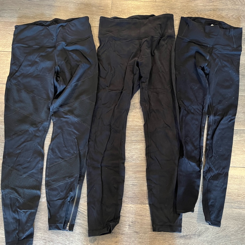 Lululemon and Athleta Set of 3 Black Leggings